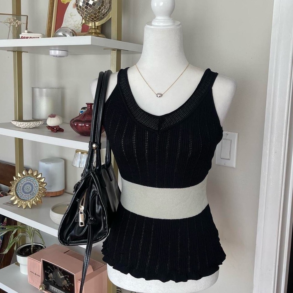 Vintage Black Knit Sleeveless Top Size S